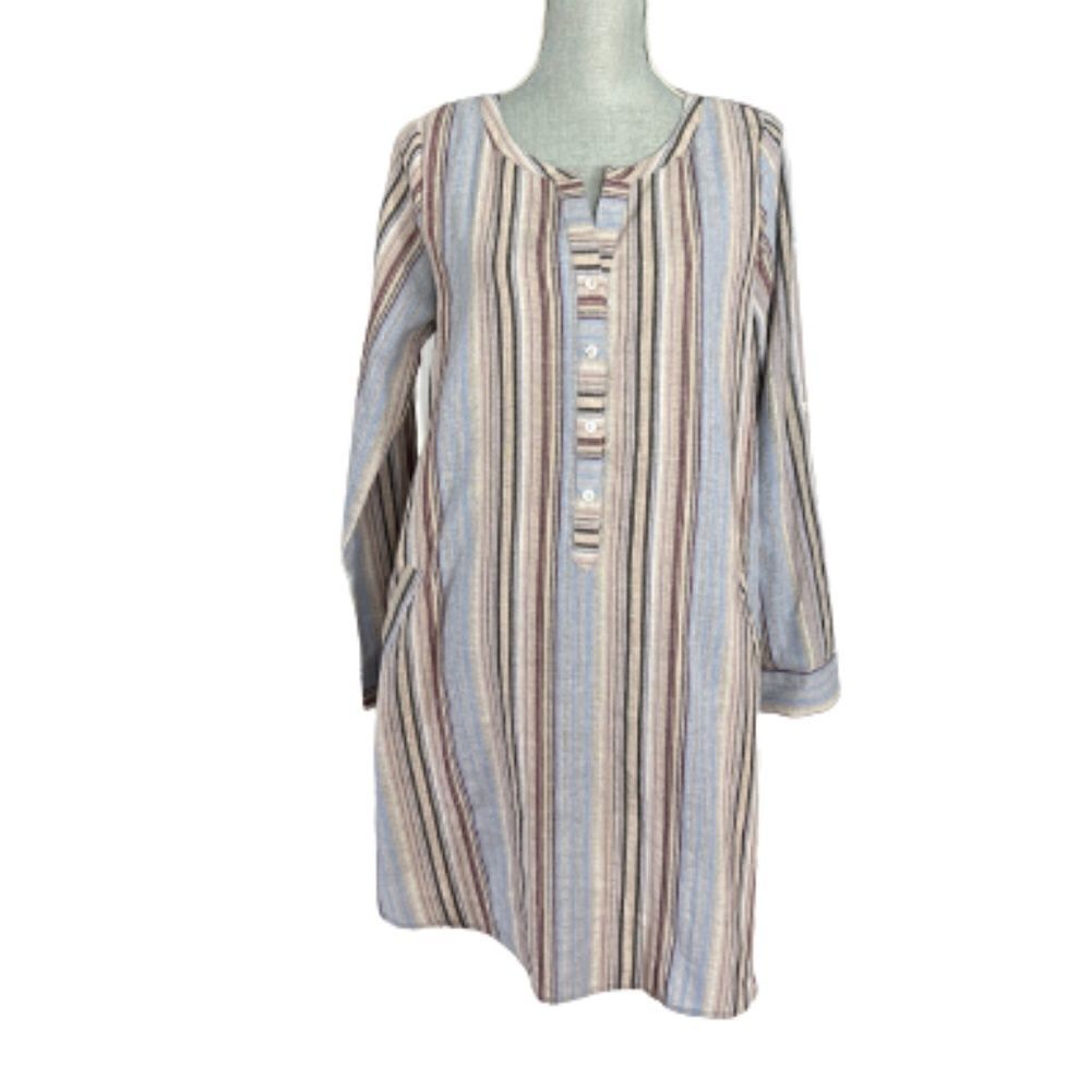 Kori Striped Cotton Blend Causal Shirt Dress Size S